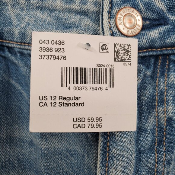 American Eagle Mom Jeans Denim Pant Women Size 12 Regular NWT Distressed Hi Rise - Picture 5 of 16